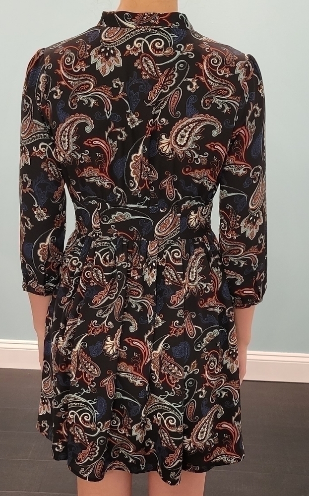 Paisley Print Black Dress - Picture 2 of 6